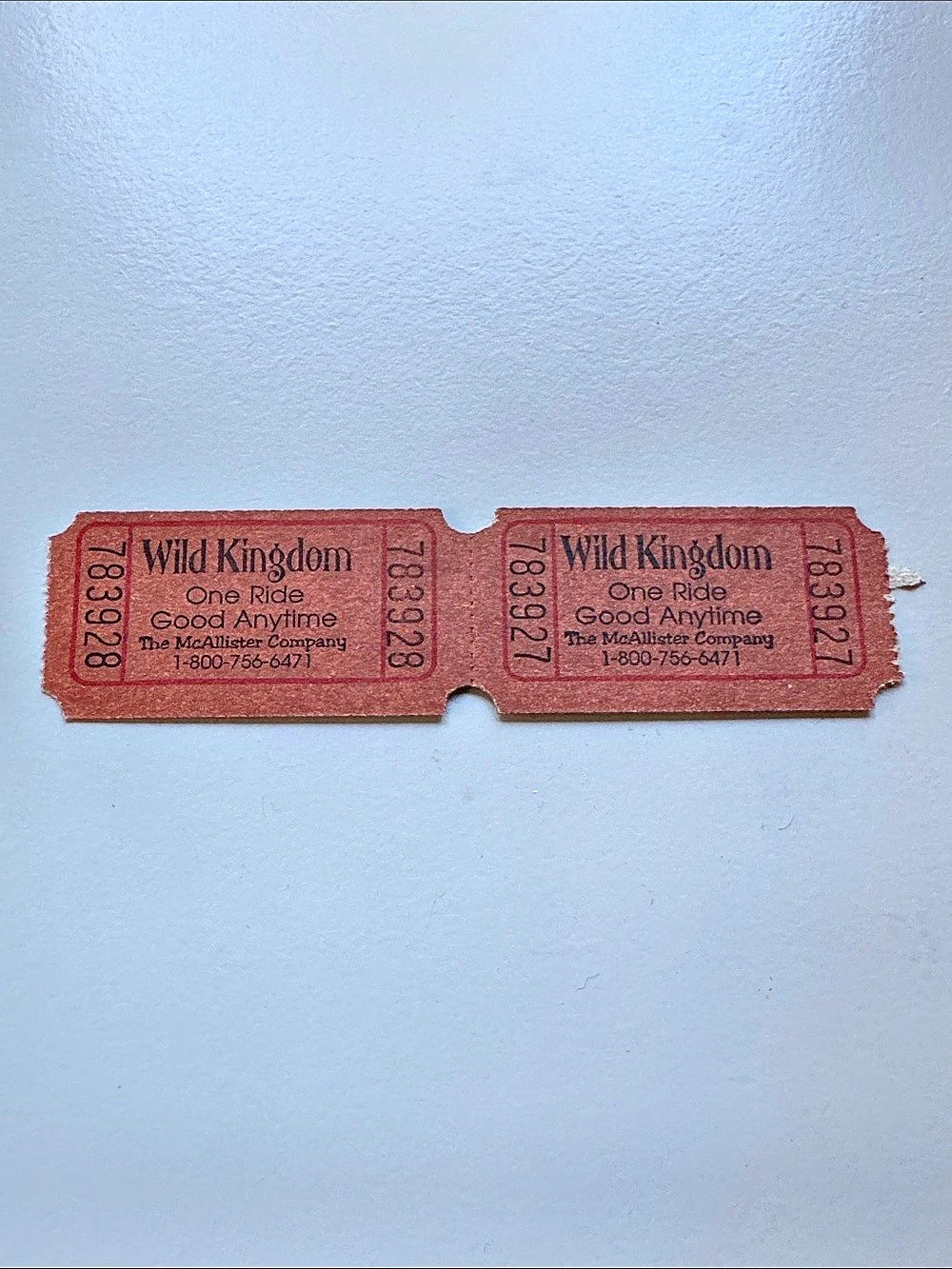 Wild Kingdom One Ride Good Anytime Ticket Two Vintage Brown Tickets